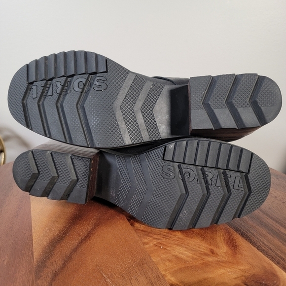 Sorel Cate Black Leather Waterproof Moto Boots Size 7.5 - Picture 9 of 17